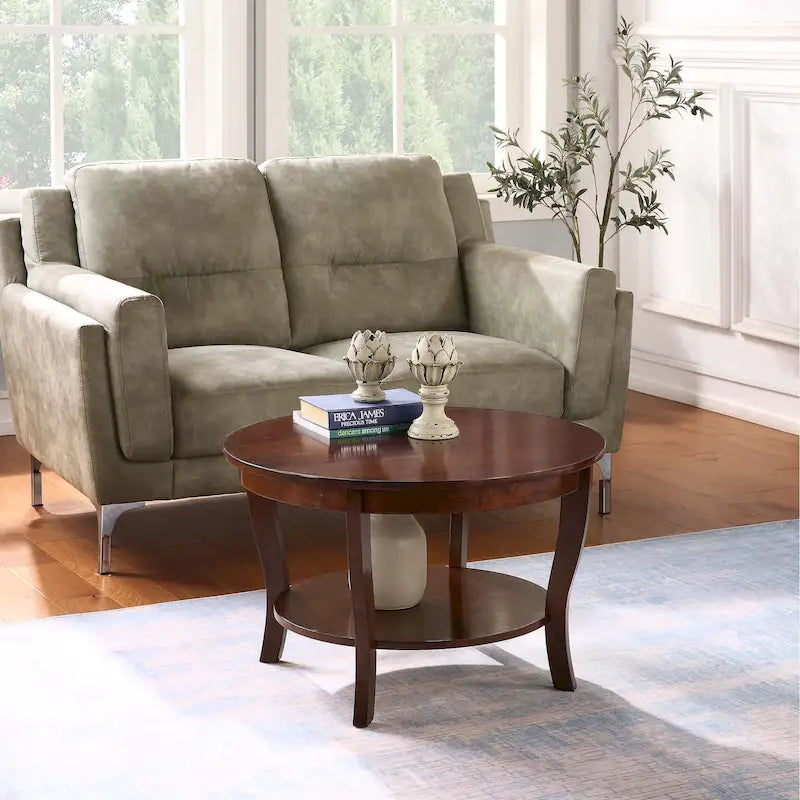 Table basse ronde avec étagère American Heritage de Convenience Concepts