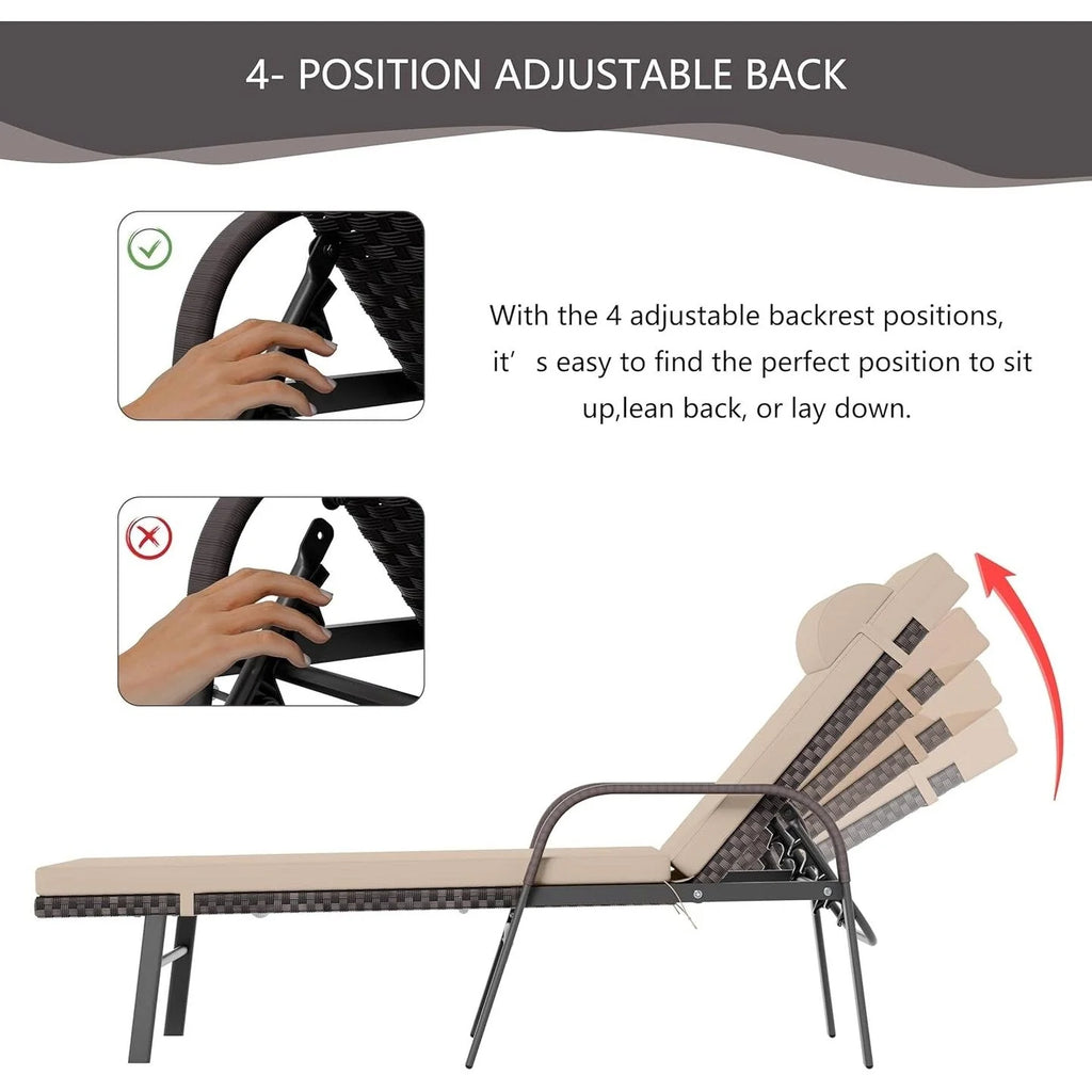Kullavik – Ensemble de 3 chaises longues d'extérieur