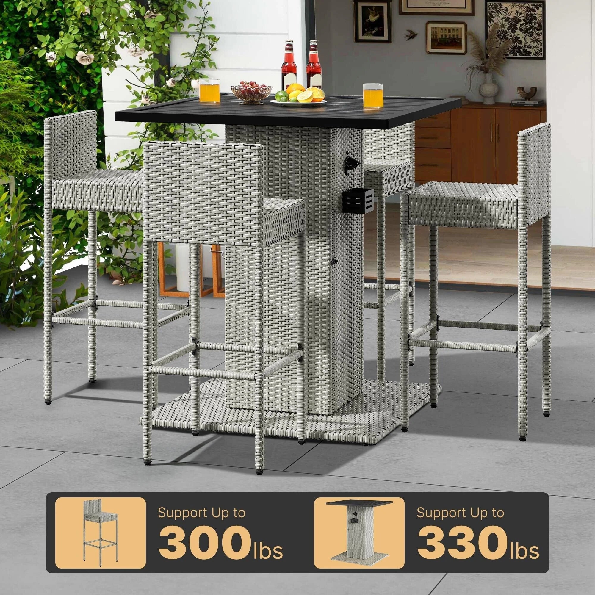 Ensemble de bar en osier d'extérieur Moasis 5 pièces - 5 PCS