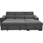 Roomfitters 103 Canapé sectionnel convertible avec méridienne de rangement, appuie-têtes réglables, canapé d'angle en L, gris foncé