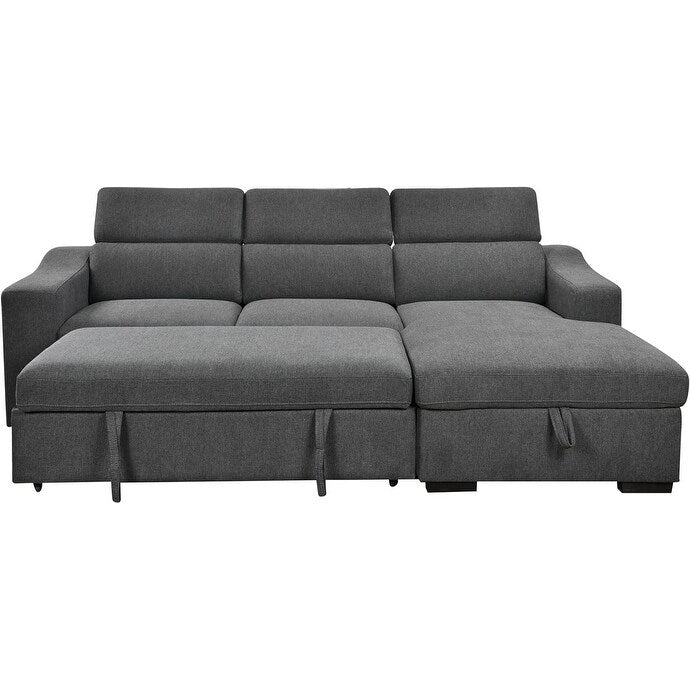 Roomfitters 103 Canapé sectionnel convertible avec méridienne de rangement, appuie-têtes réglables, canapé d'angle en L, gris foncé