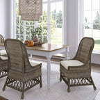 Chaise d'appoint de salle à manger en rotin naturel avec coussin, par East at Main