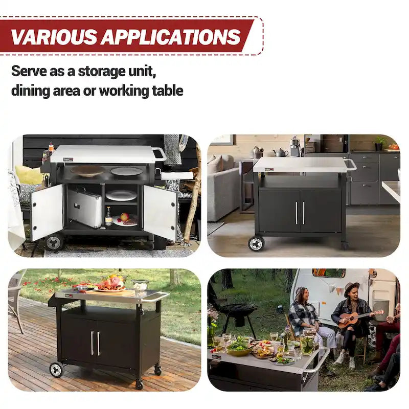Table de préparation pour barbecue Royal Gourmet avec chariot de cuisine mobile et rangement