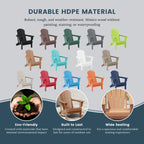 Chaise Adirondack pliante de patio d'extérieur tout temps résistante à la décoloration Polytrends Laguna