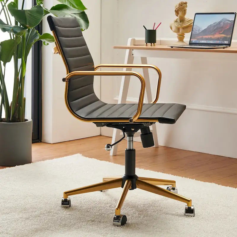 LUXMOD Chaise de Bureau à Domicile Côtelée Fauteuil de Bureau