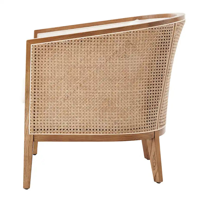 Fauteuil d'appoint en lin Tillman avec rotin