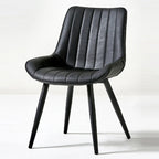 Chaise de salle à manger simple en cuir rembourré, dossier plein, pieds en métal