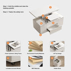 Table basse relevable et pliable avec 4 tabourets et rangement