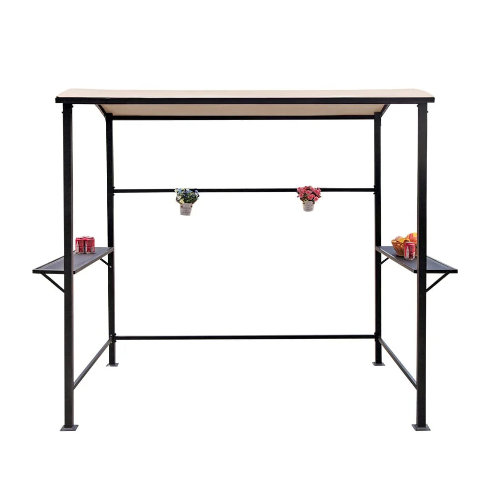 Abri barbecue/pergola de gril à structure en acier de 1,5 m x 2,4 m pour l'extérieur