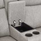 Canapé inclinable électrique biplace MCombo 60.2 avec massage et double chauffage, appuie-tête réglable, ports USB et USB-C, en tissu