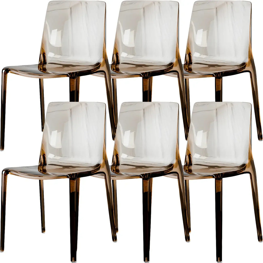 Chaise de salle à manger en acrylique ambré sans accoudoirs et à dossier bas