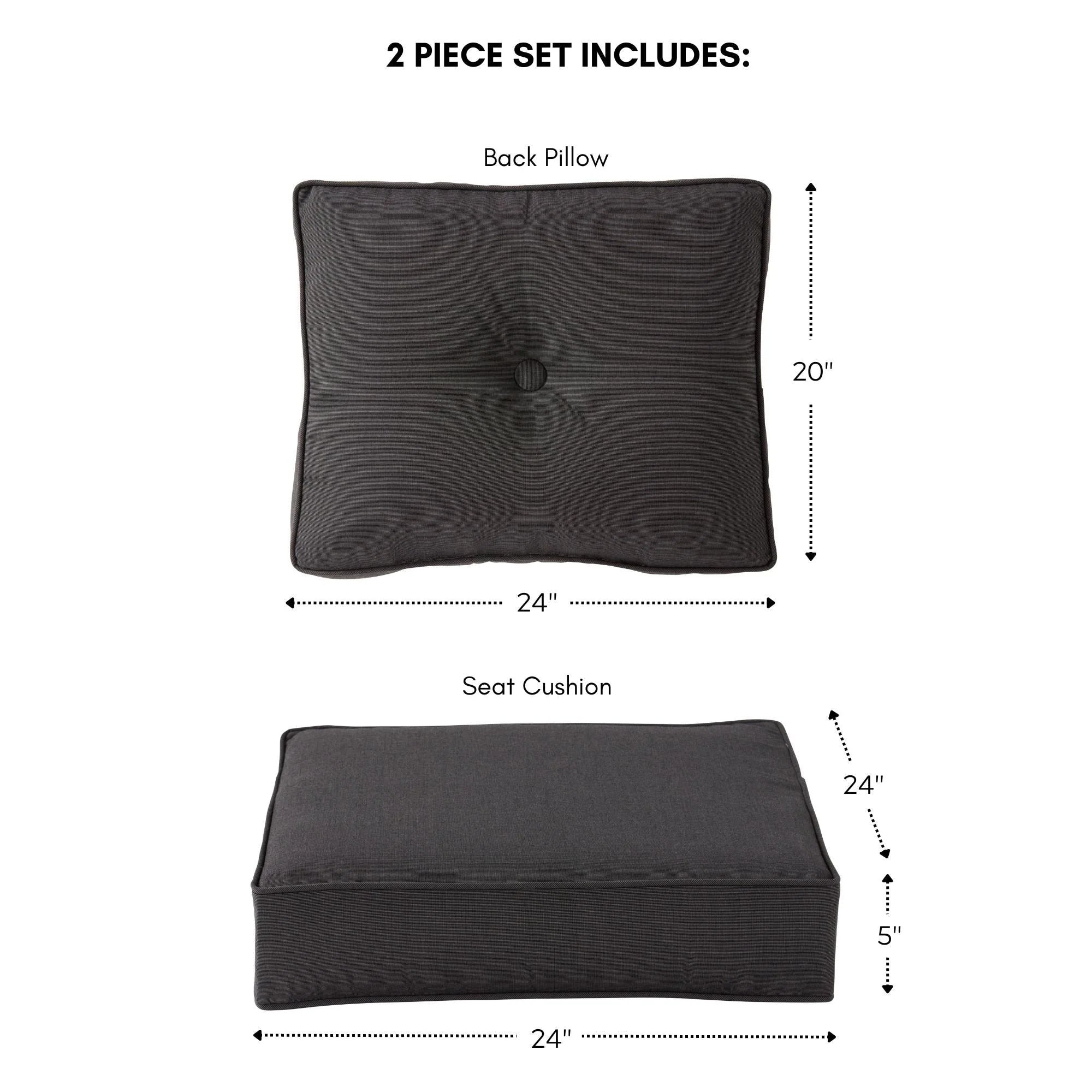 Ensemble de 2 coussins d'extérieur Sunbrella haut de gamme à assise profonde