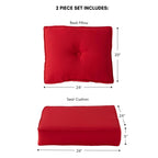 Ensemble de 2 coussins d'extérieur Sunbrella haut de gamme à assise profonde