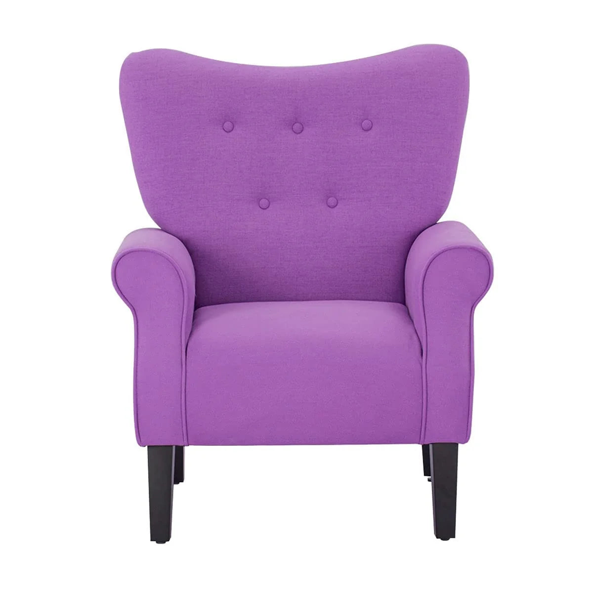 Fauteuil d'appoint moderne Erommy, fauteuil à dossier haut, canapé individuel en tissu capitonné avec pieds en bois pour salon