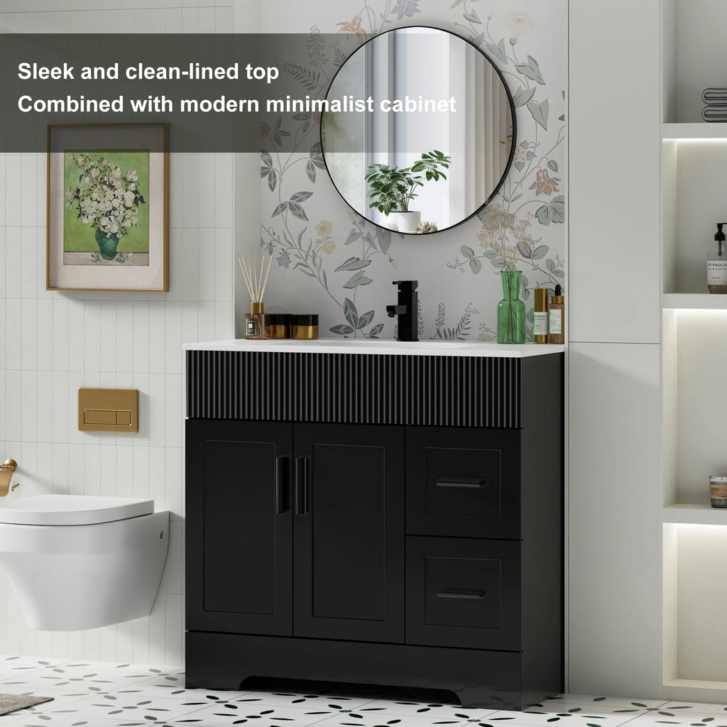 Meuble-lavabo Wavy Line 30/36/48 avec évier et robinet