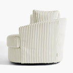 Lot de 2 fauteuils pivotants ronds surdimensionnés en velours côtelé moelleux de 43 po avec oreillers