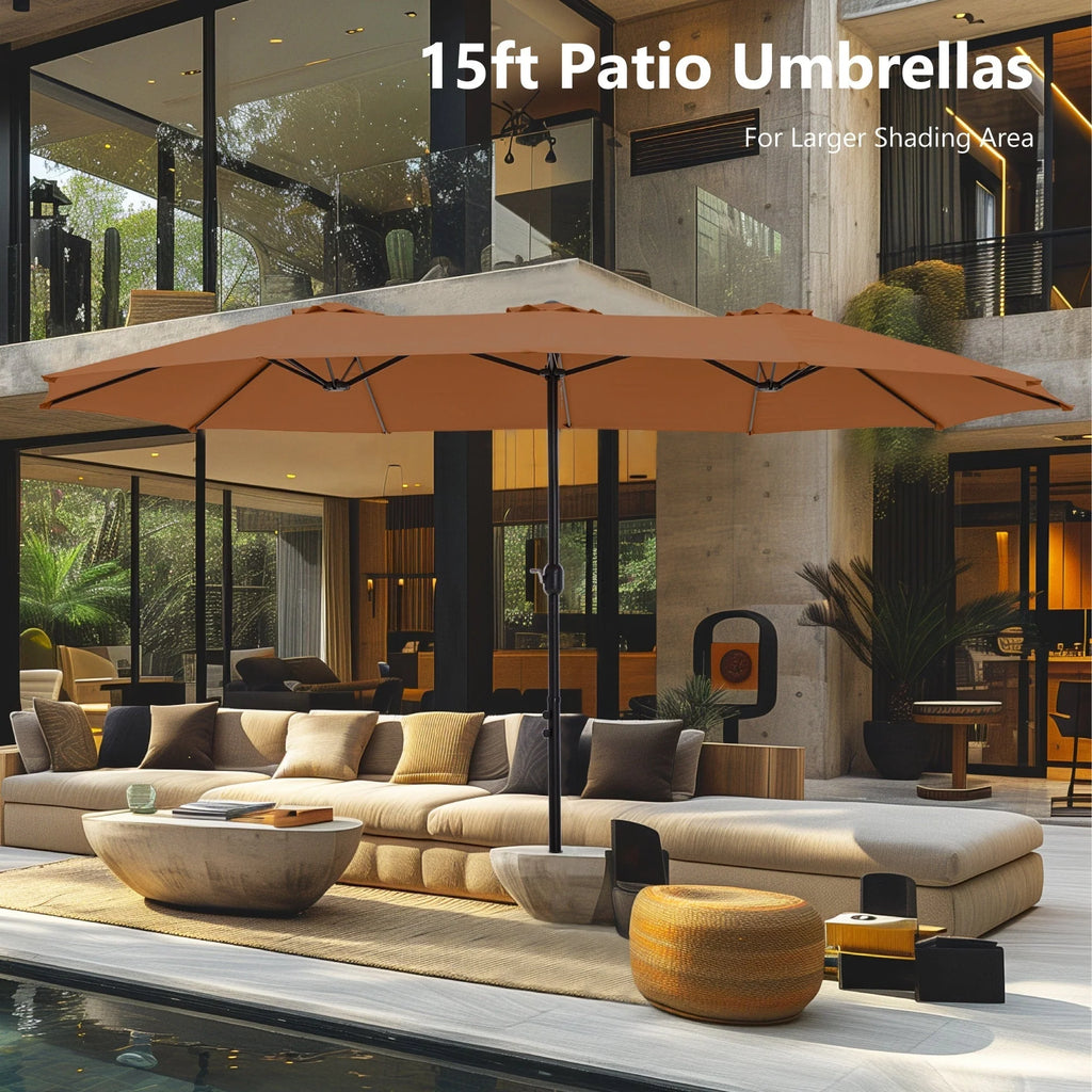 MAISON ARTS Parasol double de 4,5 m pour terrasse, grande taille, avec pied inclus
