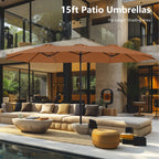 MAISON ARTS Parasol double de 4,5 m pour terrasse, grande taille, avec pied inclus
