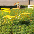 Ensemble bistro pliant 3 pièces en métal, ensemble de conversation intérieur/extérieur résistant aux intempéries pour patio, cour, jardin