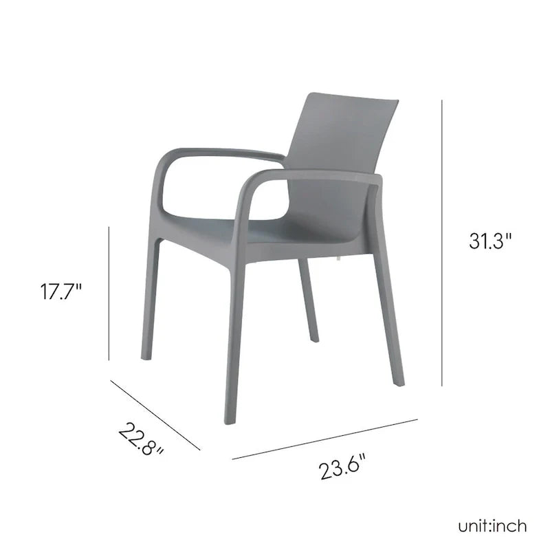 Chaise de salle à manger empilable avec accoudoirs Alissa, en résine, tout temps, lot de 2