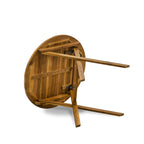 East West Furniture Ensemble Bistro de Conversation d'Extérieur avec Table Basse Ronde en Bois et 2 Chaises Pliantes, Huile Naturelle