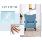 Fauteuil d'appoint moderne Erommy, fauteuil à dossier haut, canapé individuel en tissu capitonné avec pieds en bois pour salon