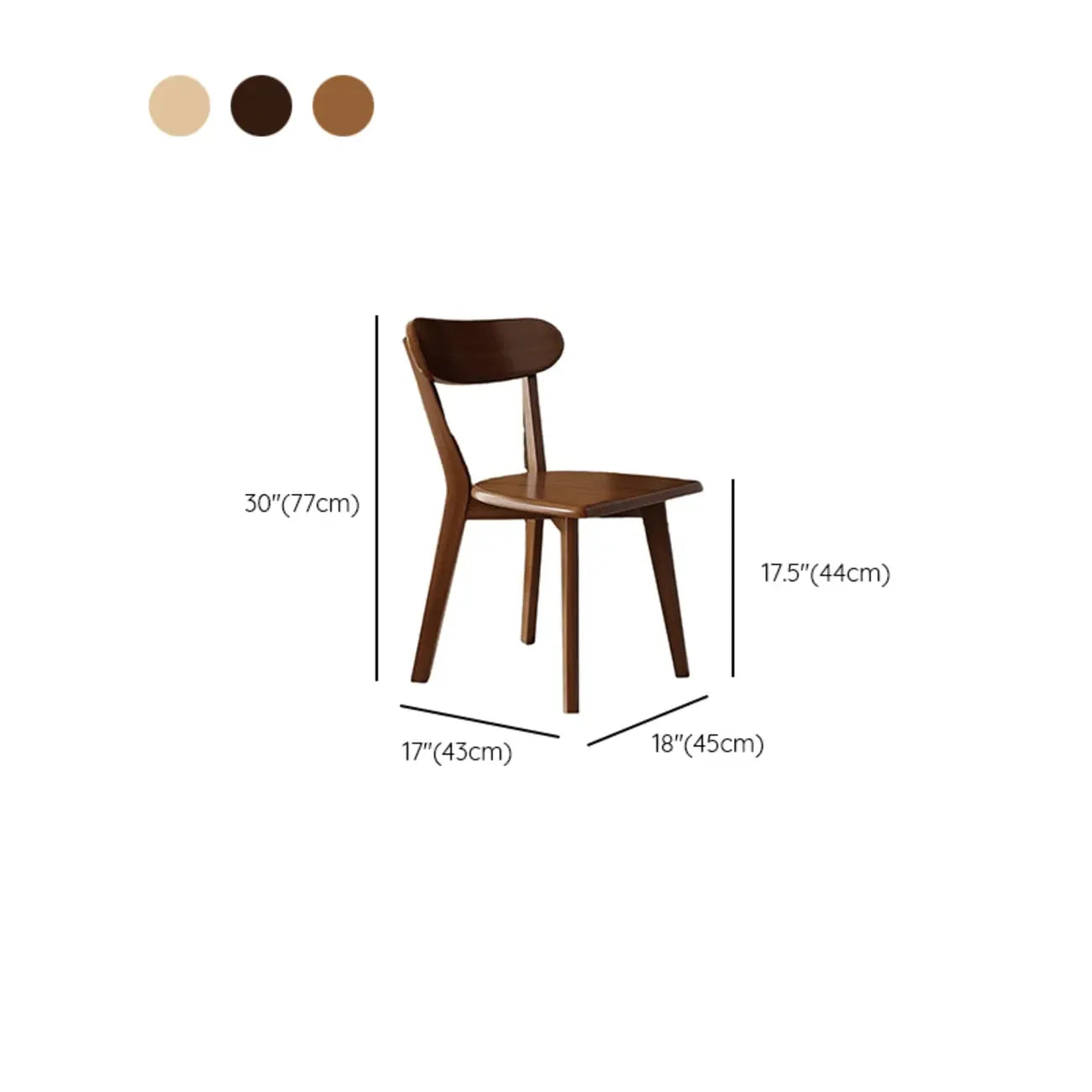 Chaise de salle à manger sans accoudoirs à dossier bas en bois moderne