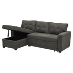 Canapé d'angle réversible convertible avec lit gigogne, méridienne avec rangement dissimulé et pieds durables