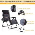 Fauteuil de relaxation zéro gravité XL surdimensionné et rembourré, avec accoudoirs plus larges, inclinable et porte-gobelet - N/A