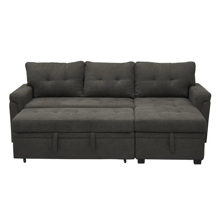 Canapé d'angle réversible convertible avec lit gigogne, méridienne avec rangement dissimulé et pieds durables