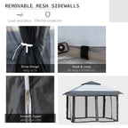 Outsunny Tonnelle Pop Up 3,6 x 3,6 m, Tente Pliante Instantanée avec Murs Latéraux en Maille Filet, Hauteur Réglable sur 3 Niveaux