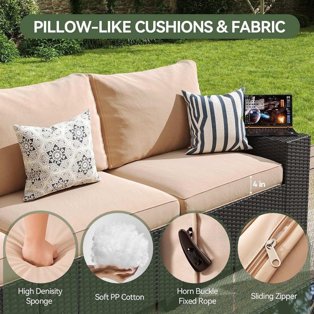 Ensembles de meubles de patio extérieurs avec coussin épais de 10 cm