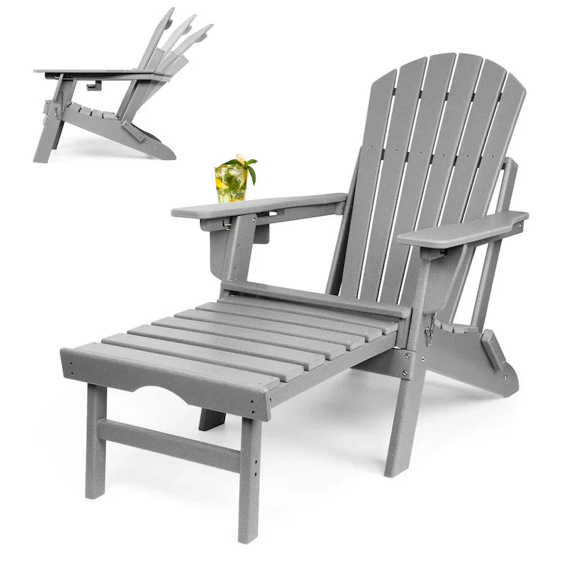 Chaise Adirondack pliante et réglable Vrakae avec repose-pieds