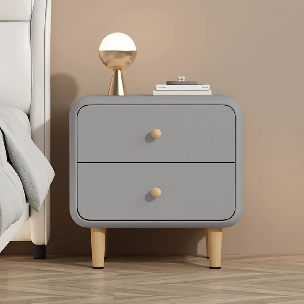 Table de chevet moderne en bois avec 2 tiroirs et pieds
