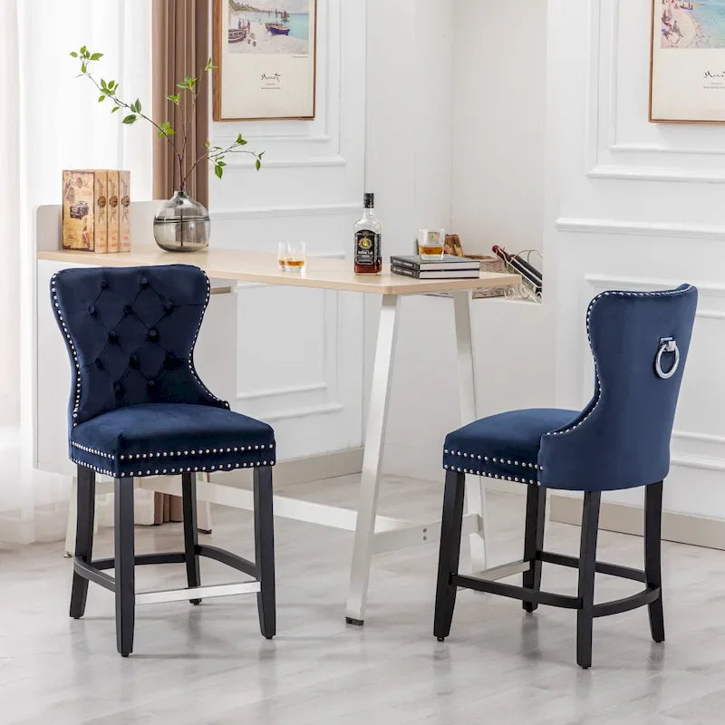 Tabouret de comptoir Carter 24 Wingback capitonné avec clous (lot de 2)
