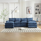 Canapé sectionnel Cloud pour salon, canapé moderne en chenille/bouclette en forme de U, canapé-lit modulaire confortable avec double méridienne