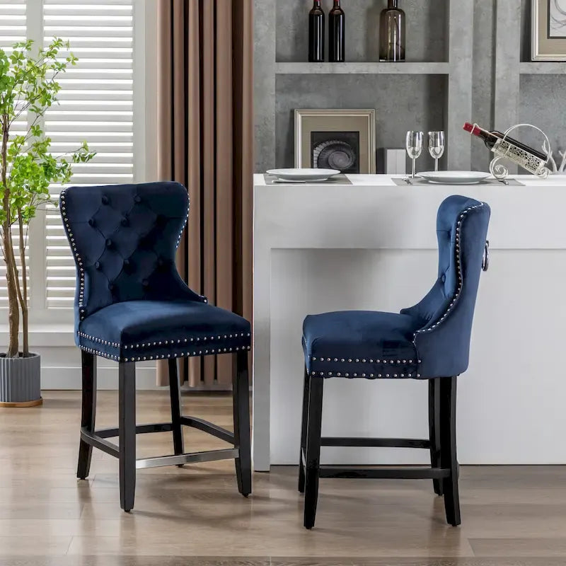 Tabouret de comptoir Carter 24 Wingback capitonné avec clous (lot de 2)