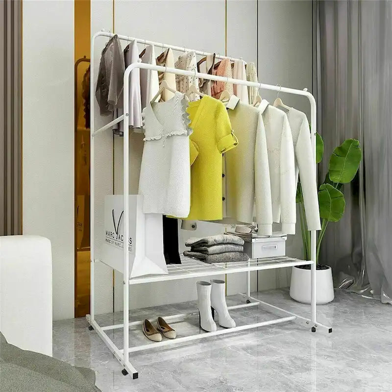 Étagère en Métal avec Roues pour Vêtements
