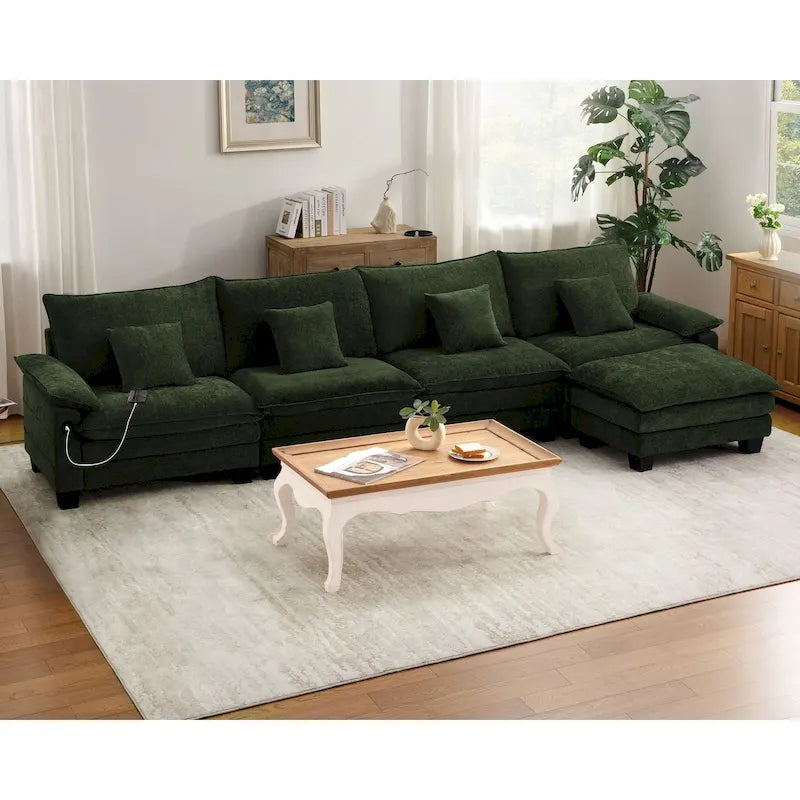 Ensembles de meubles de salon, Canapé modulaire sectionnel avec pouf pour salon, Canapé-lit convertible