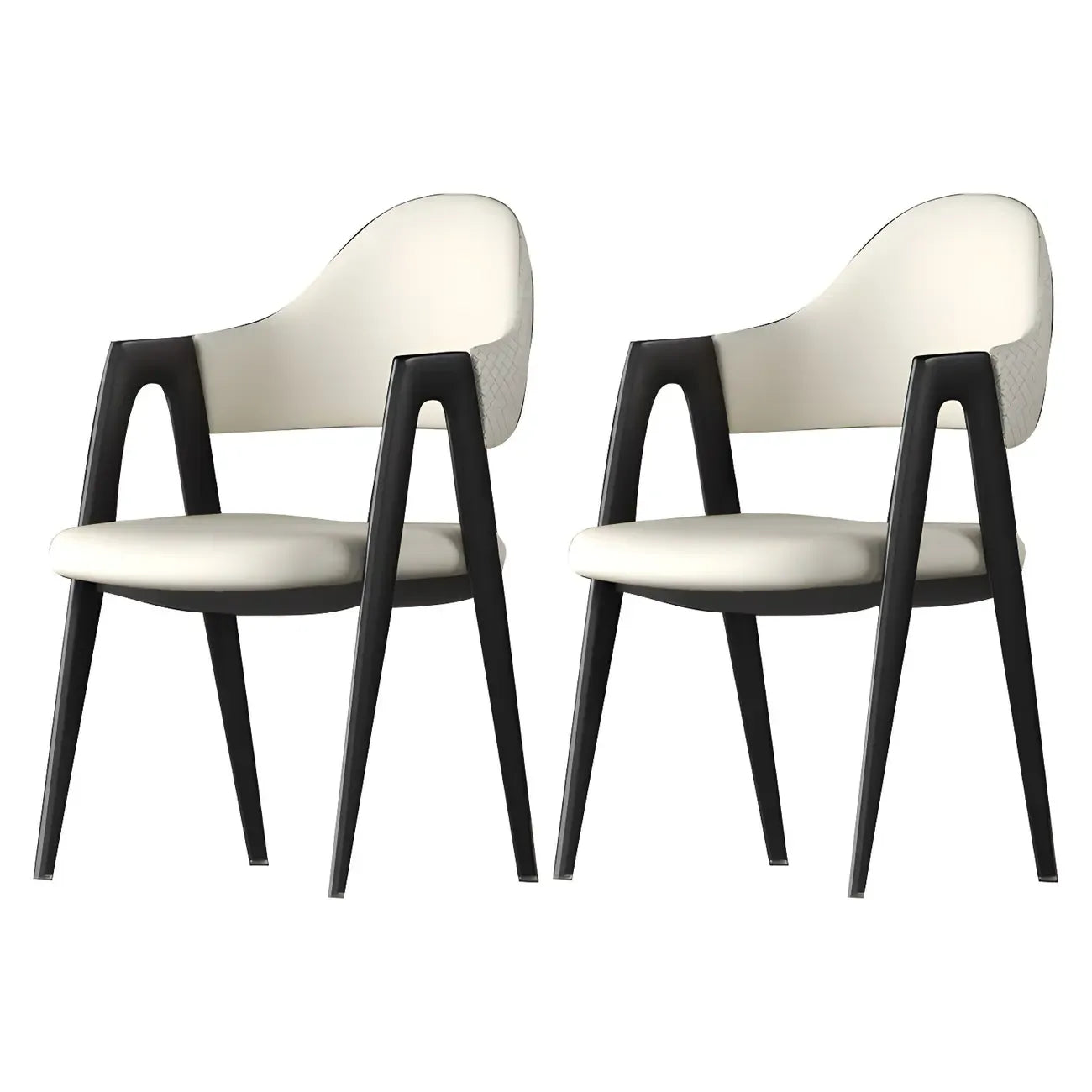 Chaise de salle à manger en cuir moderne avec dossier incurvé et ouvert