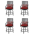 Lot de 4 tabourets de bar pivotants en métal avec coussins pour l'extérieur