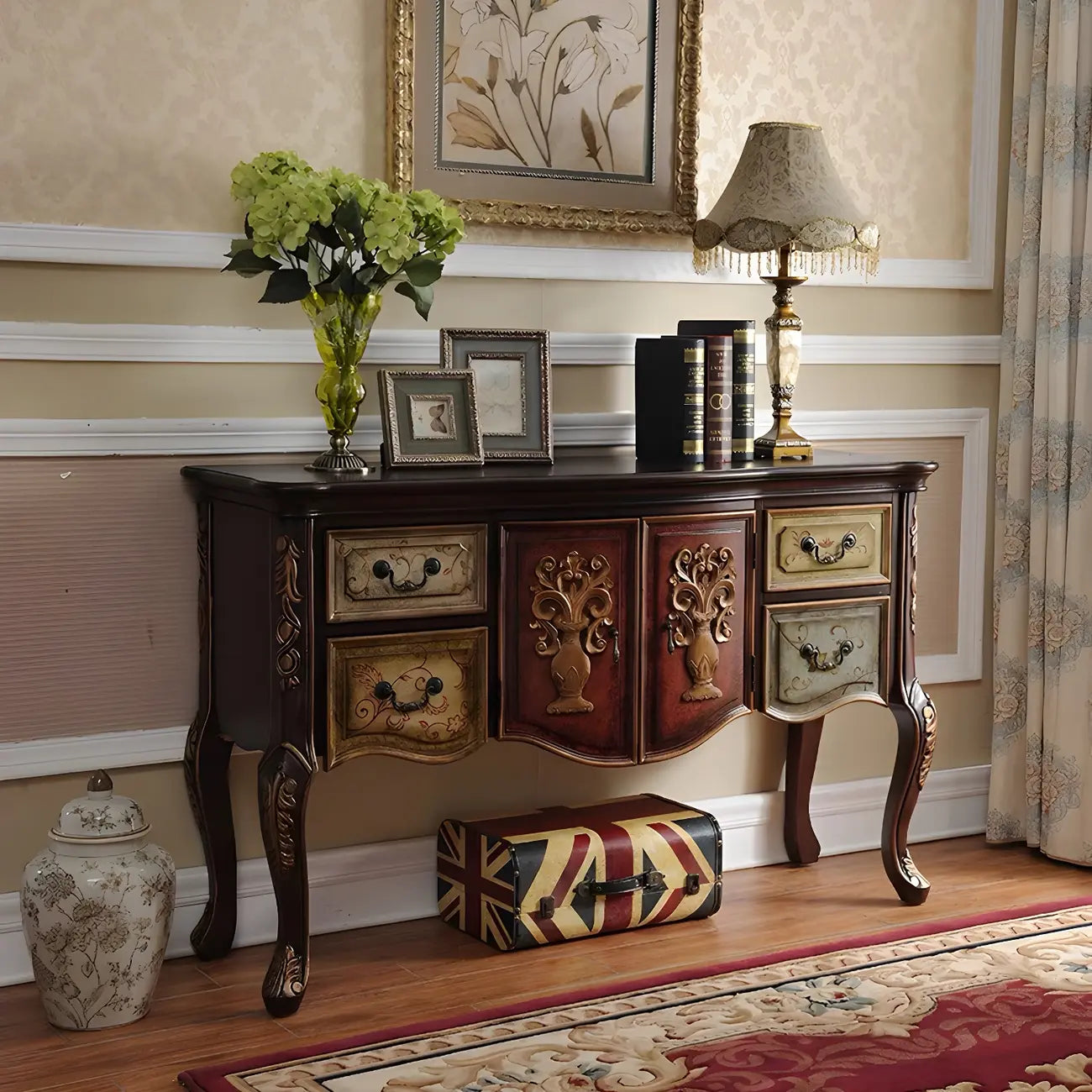 Console de rangement en bois "café français" avec tiroirs