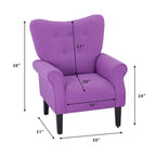 Fauteuil d'appoint moderne Erommy, fauteuil à dossier haut, canapé individuel en tissu capitonné avec pieds en bois pour salon