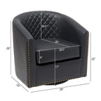 Fauteuil pivotant rond en similicuir capitonné KINWELL, 73,6 cm de large