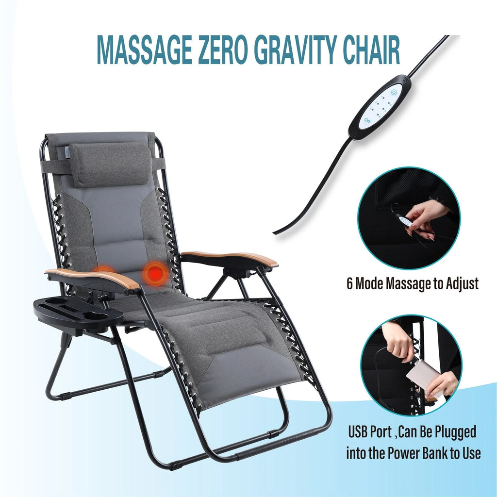 Fauteuil de relaxation zéro gravité XL surdimensionné et rembourré, avec accoudoirs plus larges, inclinable et porte-gobelet - N/A