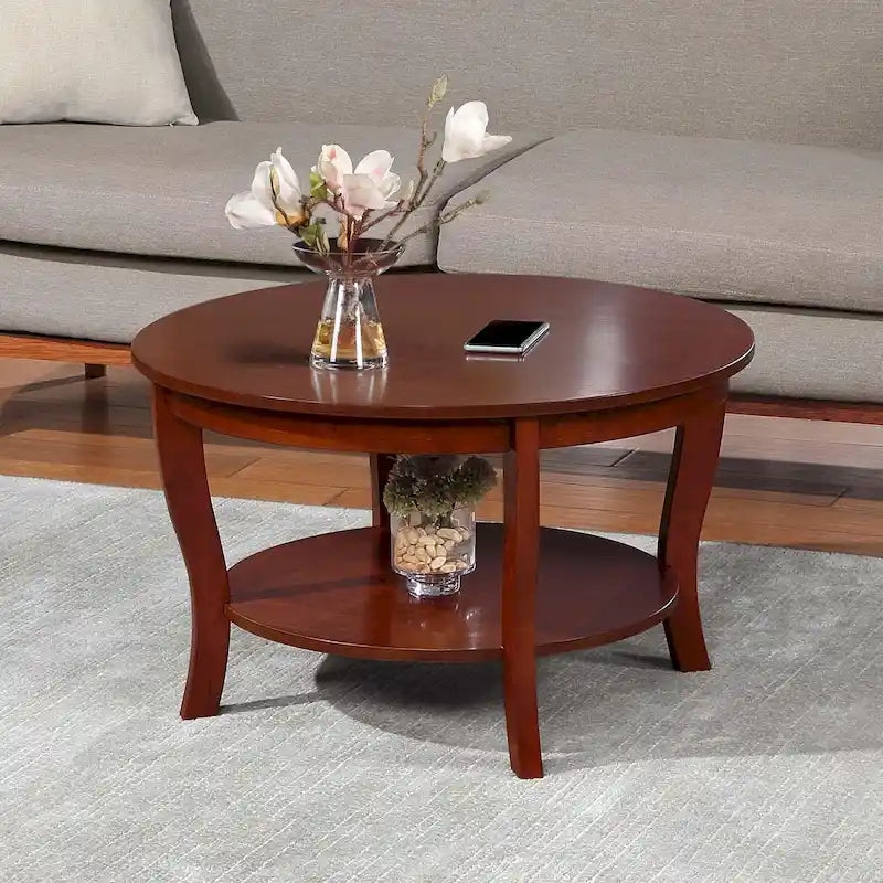 Table basse ronde avec étagère American Heritage de Convenience Concepts