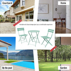 Ensemble bistro pliant 3 pièces en métal, ensemble de conversation intérieur/extérieur résistant aux intempéries pour patio, cour, jardin