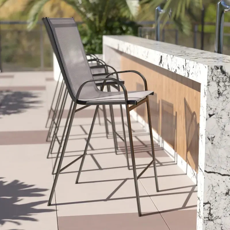 Lot de 4 tabourets de bar d'extérieur en matériau Flex Comfort – Tabouret de terrasse
