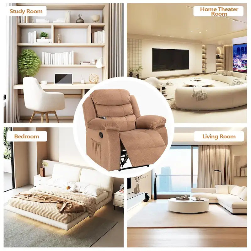 Fauteuil inclinable moelleux avec fonction massage et chauffage