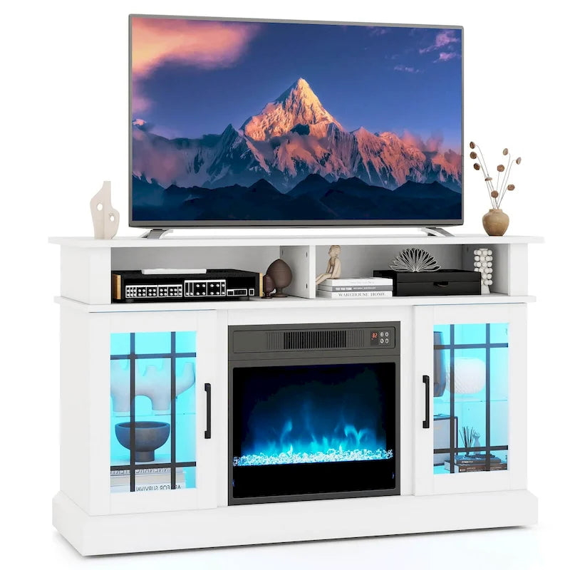 Meuble TV Costway avec cheminée électrique, lumières LED et télécommandes - Voir détails